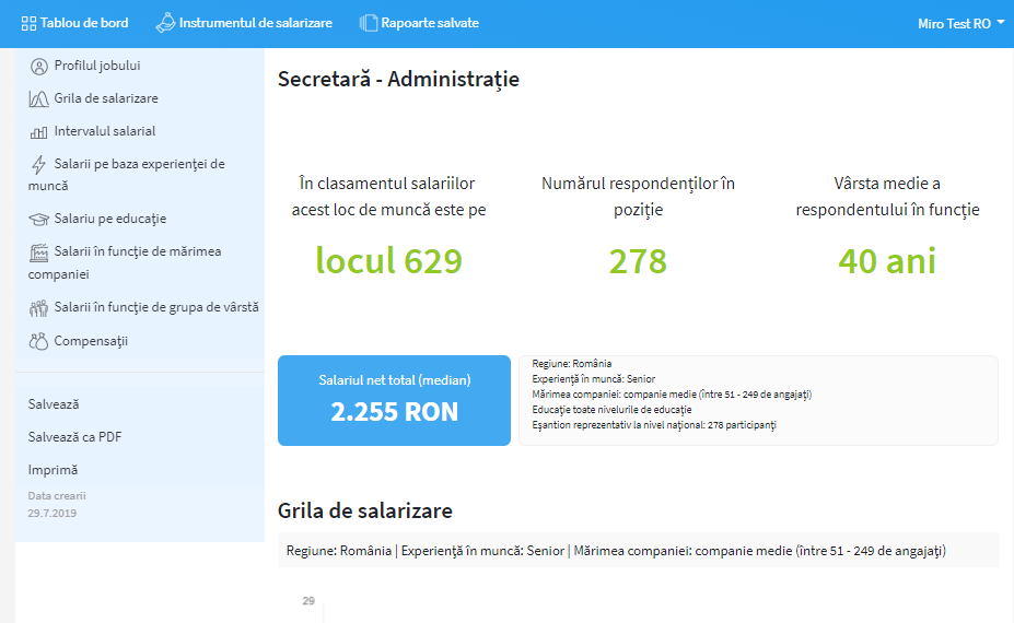 Salary report screenshot